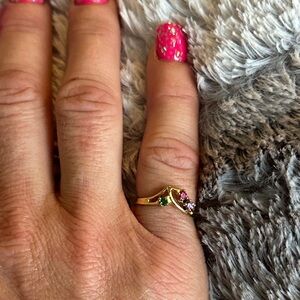Ring with Pink, Purple and Green Gemstones size 7